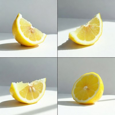 Sliced Lemons on White Background