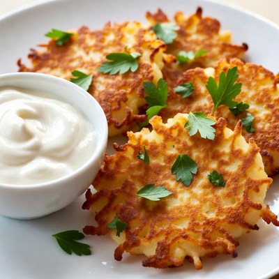 Potato Latkes with Sour Cream