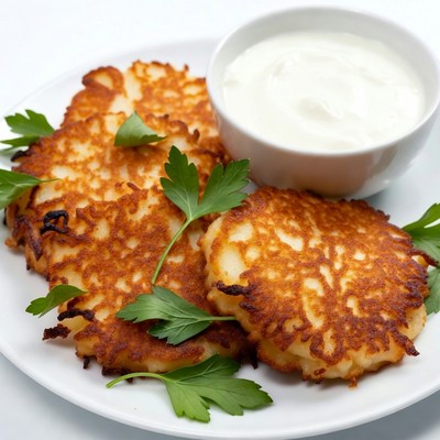 Potato Latkes with Sour Cream