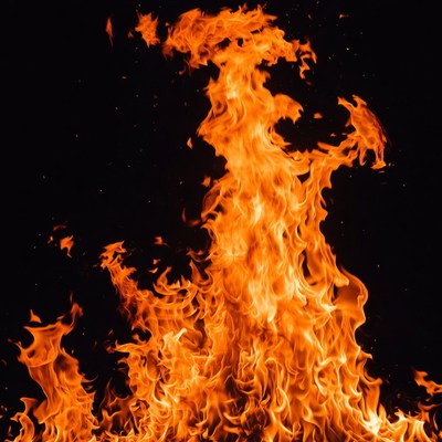 Fiery Flames on Black Background