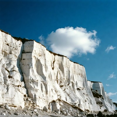 White Chalk Cliffs and Blue Sky