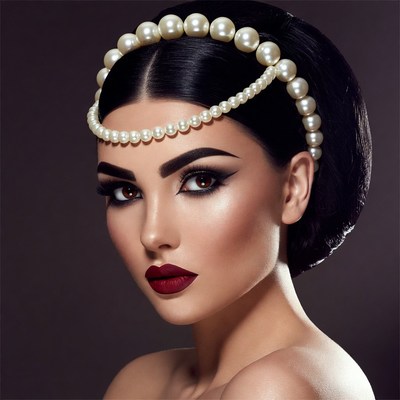 Woman with pearl headband
