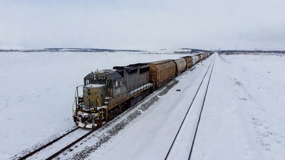 Freight Train Snowy Tracks
