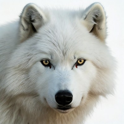 White wolf close-up portrait