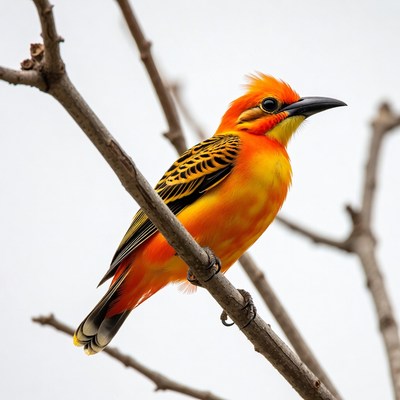 Vibrant Orange Oriole Perched on Branch