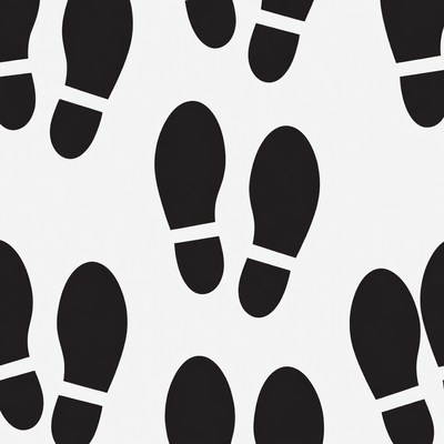 Black Footprint Pattern on White