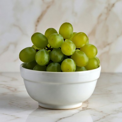 Green Grapes in White Bowl