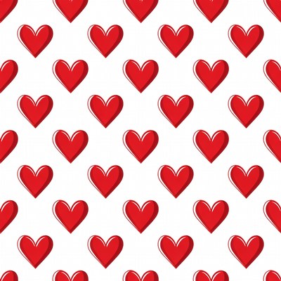 Red Hearts Pattern on White