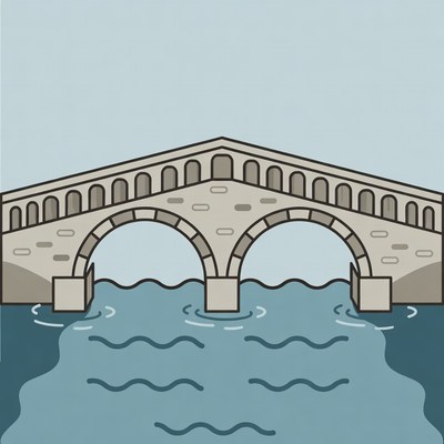 Stone Bridge Over River Illustration