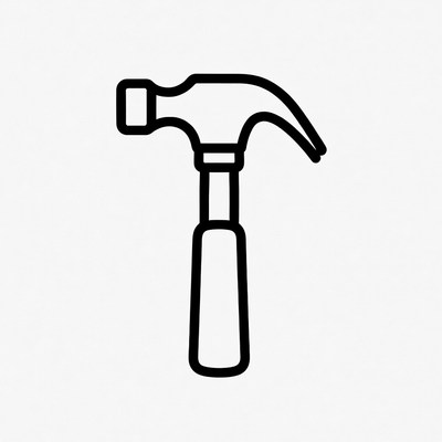 Black Outline Claw Hammer Icon