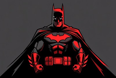 Red Batman Illustration Standing Boldly