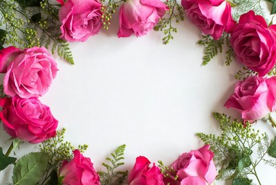 Pink Roses Floral Border