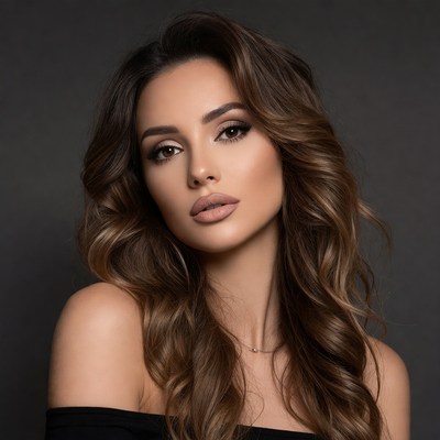 Beautiful woman with wavy brown hair