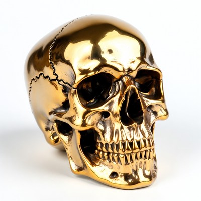 Shiny Golden Human Skull
