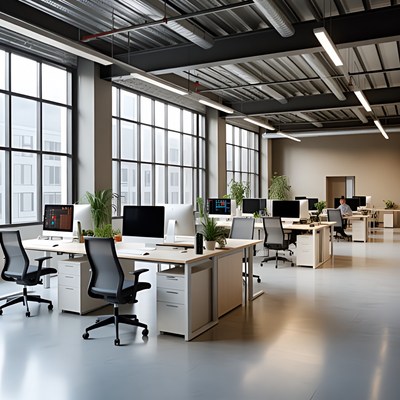 Modern Open-Plan Office with Desks