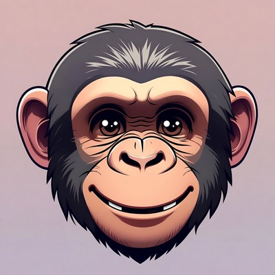 Cartoon Chimpanzee Smiling Closeup