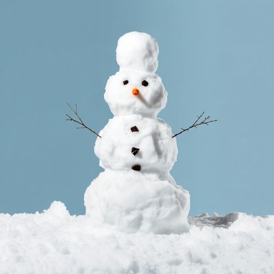 Snowman on snowy ground
