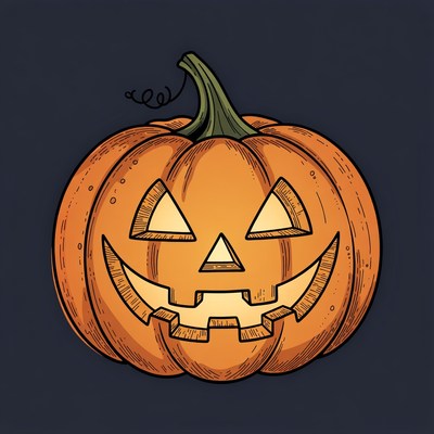Carved Jack-o-Lantern Pumpkin Illustration