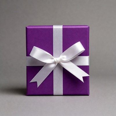 Purple gift box with white bow