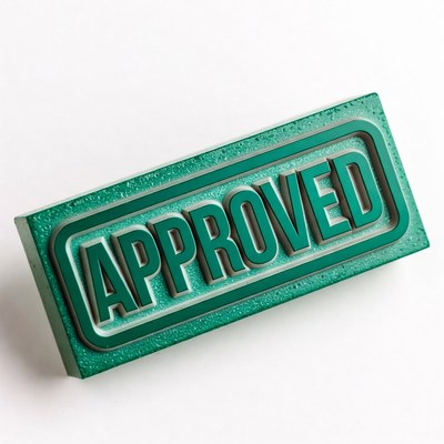 Green Approved Rubber Stamp