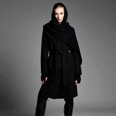 Woman in black hijab coat and boots