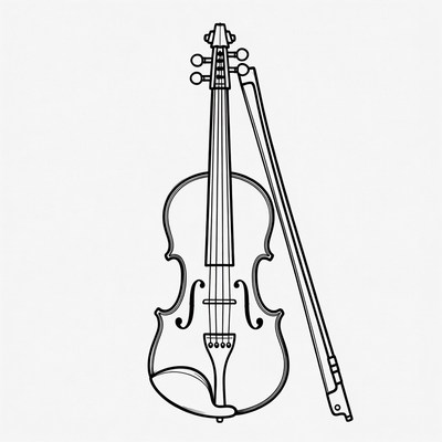 Violin with Bow Outline