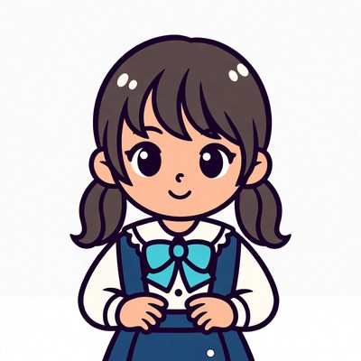 Anime girl with pigtails in school uniform