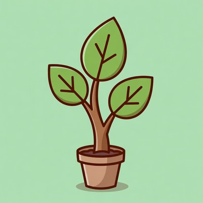 Green Plant in Pot Illustration