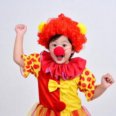 Asian girl in clown costume