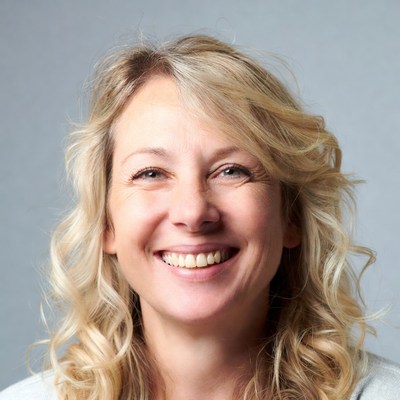 Smiling blonde woman close-up