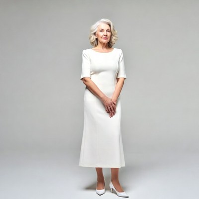 Elderly woman in white dress