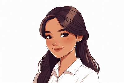 Asian woman in white shirt illustration