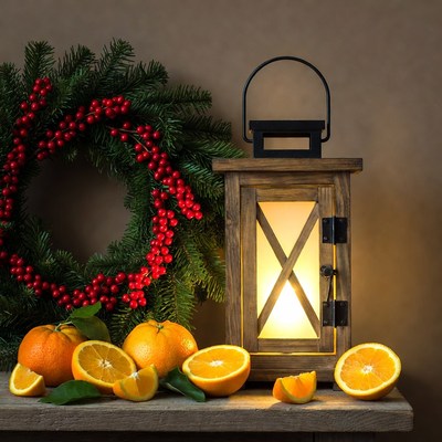 Christmas Wreath Lantern Oranges
