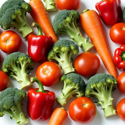 Fresh Broccoli Carrots Tomatoes Peppers