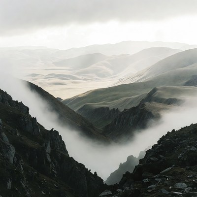 Foggy Mountains with Misty Valley