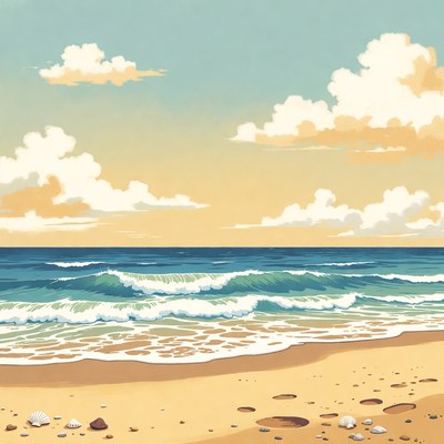 Ocean Waves Crashing on Sandy Beach