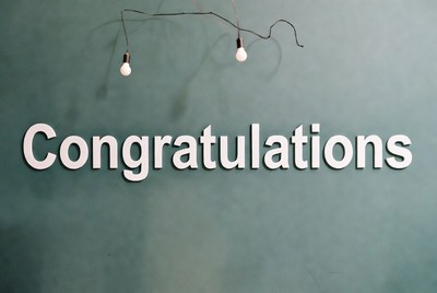 Congratulations Text with Hanging Bulbs