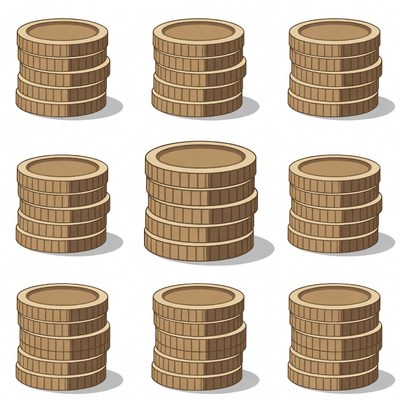 Stacks of golden coins illustration
