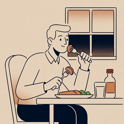 Man eating dinner at table