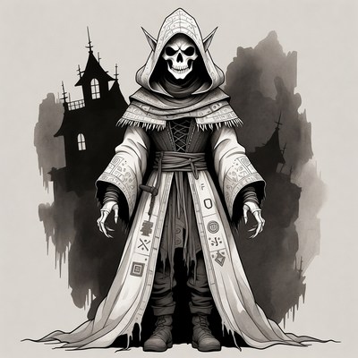 Skeleton Elf Wizard Illustration