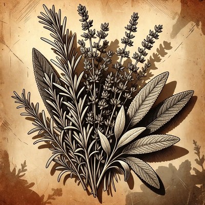 Fresh Herbs Bouquet Illustration