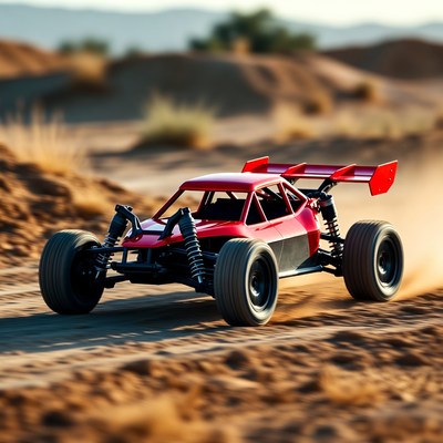 Red RC Buggy Racing Desert Dunes