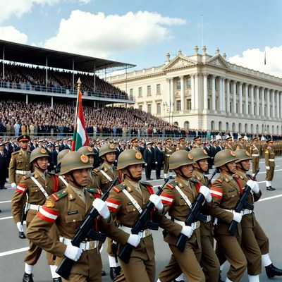 Hungarian Soldiers Marching in Parade