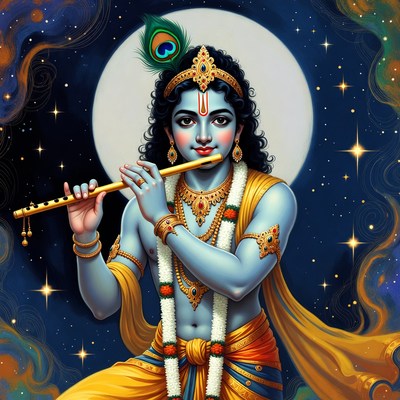 Lord Krishna playing flute