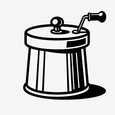 Black and white ice cream maker illustration