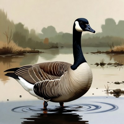 Canada Goose Standing in Water
