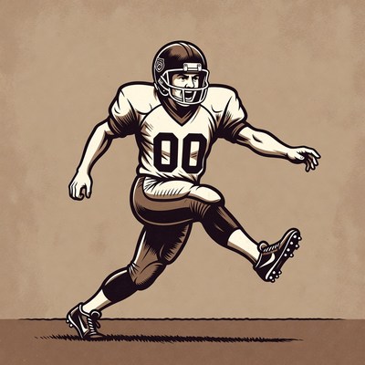 Football player running in uniform