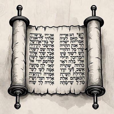 Open Torah Scroll Illustration