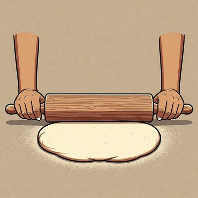 Hands rolling dough with pin