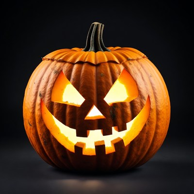 Lit Jack-o'-lantern pumpkin